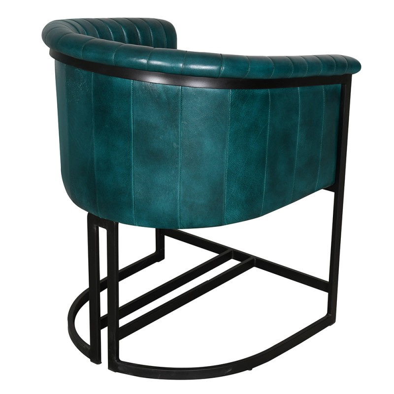 Zielone skórzane krzesło z podłokietnikami Clayre & Eef