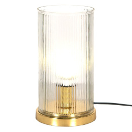 Złota lampa stołowa ze szklanym kloszem