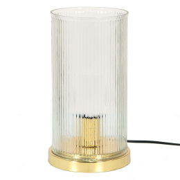 Złota lampa stołowa ze szklanym kloszem