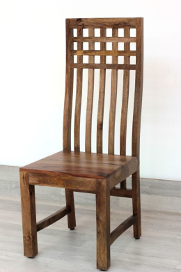 Indyjskie Stylowe drewniane krzesło z wysokim oparciem