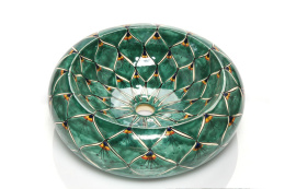 Zielona umywalka ceramiczna nablatowa z Meksyku