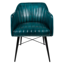 Skórzane zielone krzesło z podłokietnikami Clayre & Eef