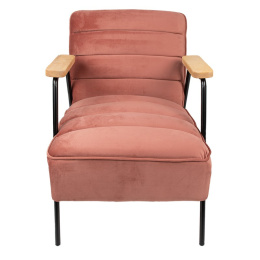 Welurowy fotel w stylu retro pudrowy róż