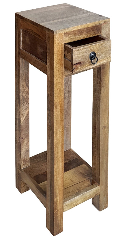 Wysoki drewniany stolik kwietnik z Indii