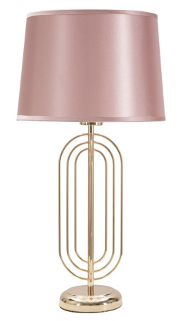 Złota lampa stołowa z rózowym kloszem B Mauro Ferretti