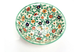 Ceramiczna umywalka nablatowa w kwiaty z Meksyku