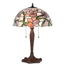 Lampa stołowa witrażowa w duże kwiaty TIFFANY