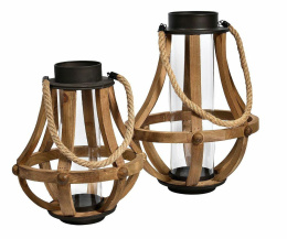 Drewniany lampion latarnia pękaty GARDEN Belldeco B