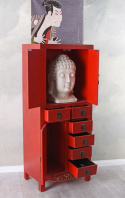 Czerwona szafka orientalna w stylu chińskim