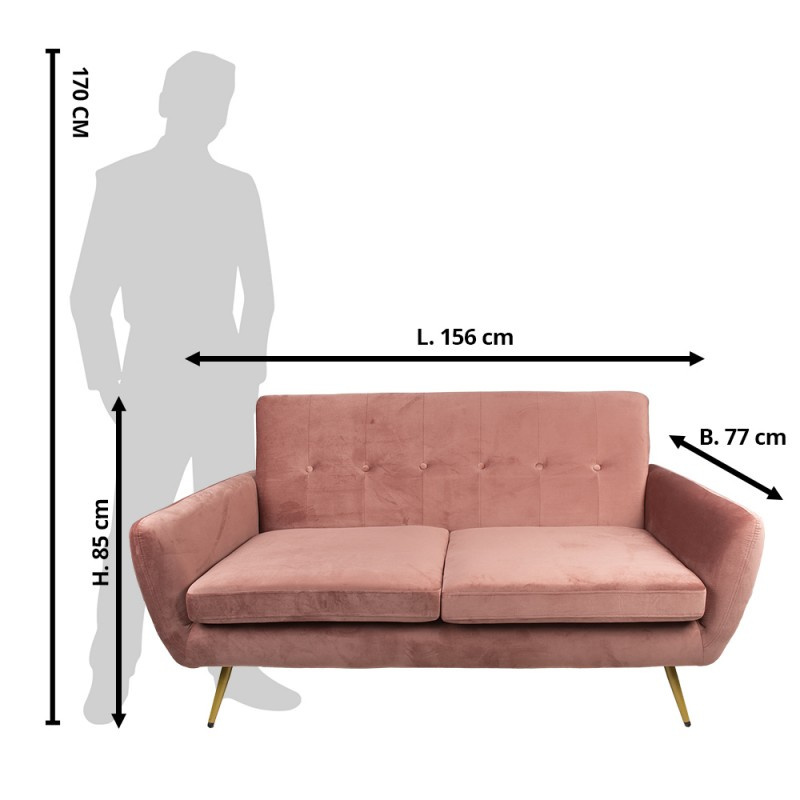 Sofa retro na złotych nóżkach różowa