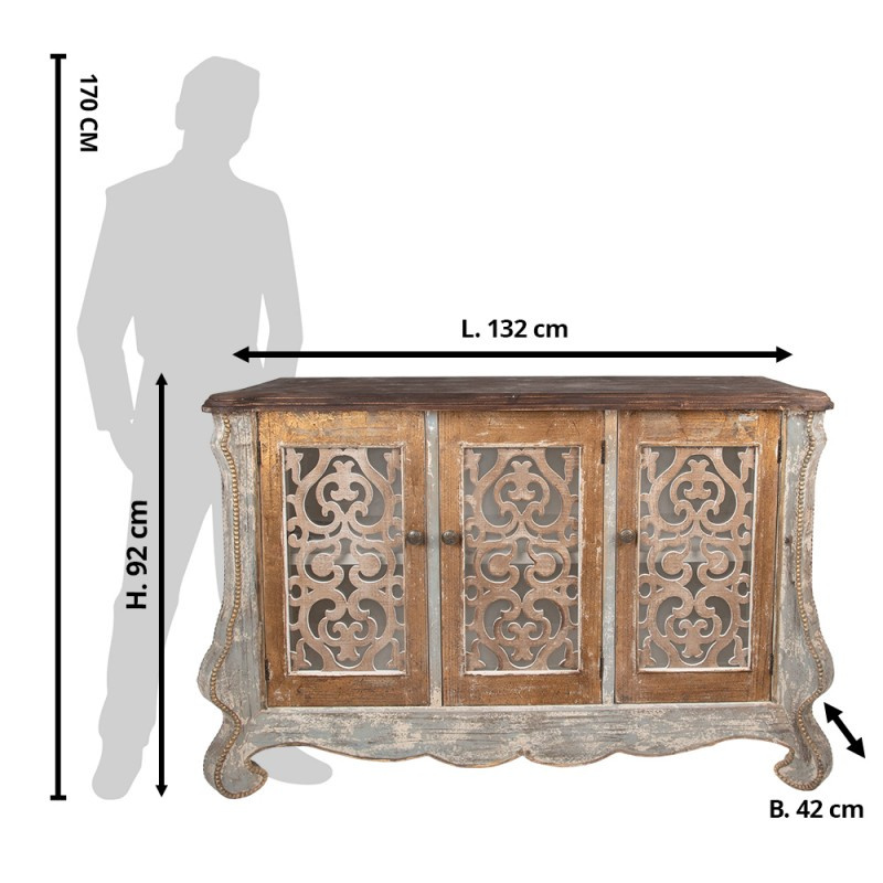 Drewniana komoda rustykalna z ażurowym frontem