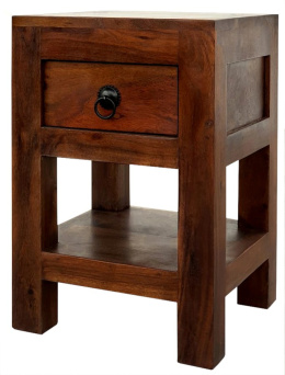 Kolonialna drewniana szafka nocna / stolik z Indii