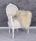 Jasny fotel tapicerowany z podłokietnikami Ludwik XVI