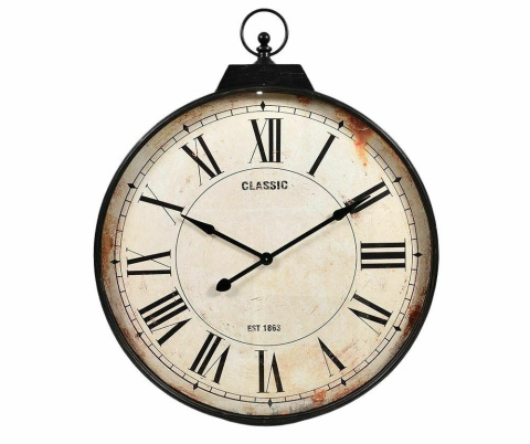Duży postarzany zegar ścienny classic VINTAGE Belldeco
