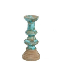 Ceramiczny świecznik postarzany AZZURRO OLD Belldeco 1
