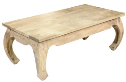 Drewniany jasny stolik kawowy OPIUM z Indii 120 cm