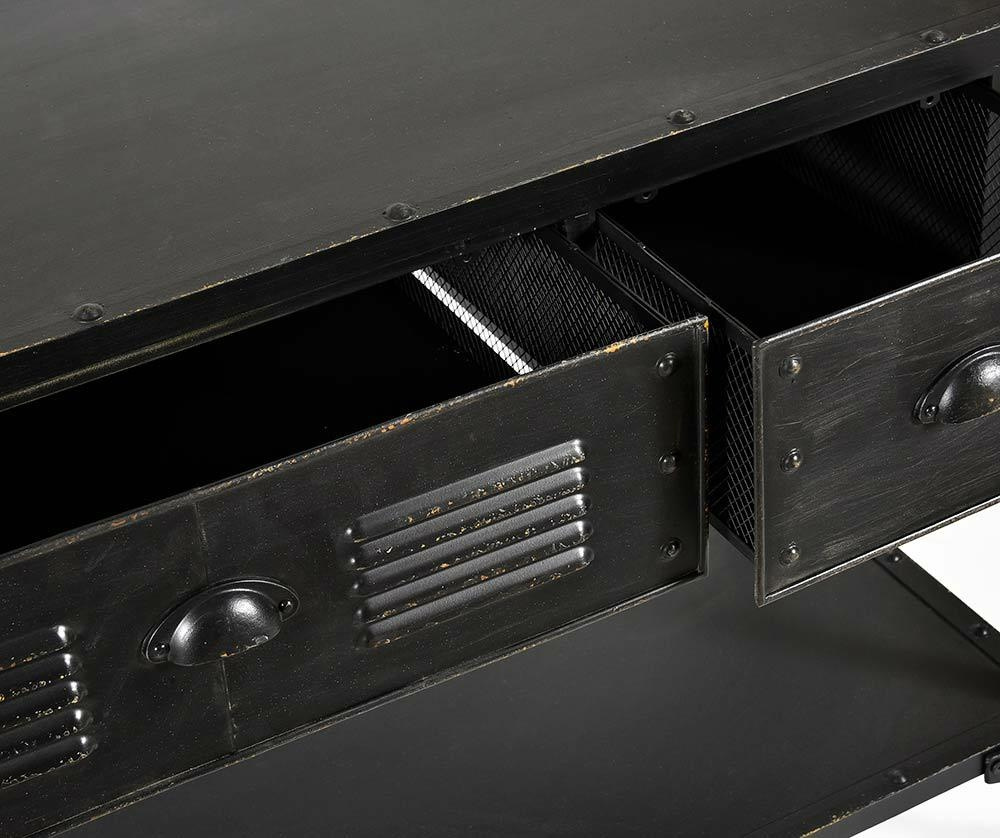 Metalowa czarna konsola LOFT na kółkach Belldeco