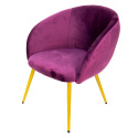 Krzesło tapicerowane fioletowe na złotych nogach