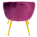 Krzesło tapicerowane fioletowe na złotych nogach