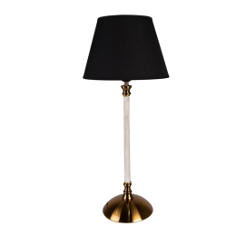 Złota lampa stołowa z czanym abażurem Clayre & Eef