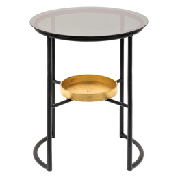 Mały okrągły stolik z półką i szklanym blatem