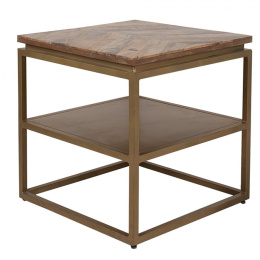 Metalowy stolik kawowy z drewnianym blatem