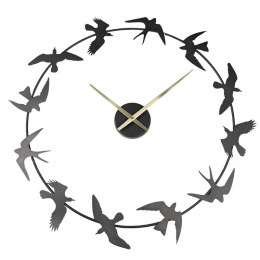 Okrągły ażurowy zegar ścienny z ptakami