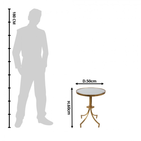 Okrągły pozłacany stolik ze szklanym blatem