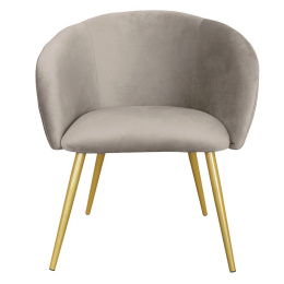 Szare szerokie krzesło retro na złotych nogach