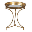 Okrągły złoty stolik z lustrzanym blatem Clayre & Eef