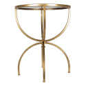 Złoty okrągły stolik ze szklanym blatem