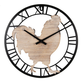 Dekoracyjny okrągły zegar ścienny z kogutem Clayre & Eef