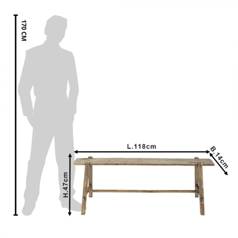Drewniana ławka kwietnik w stylu country Clayre & Eef