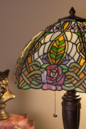 Duża lampa stołowa witrażowa w kwiaty TIFFANY