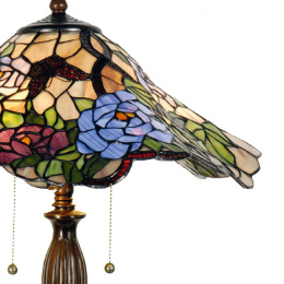 Kolorowa witrażowa lampa stołowa w kwiaty TIFFANY Clayre & Eef