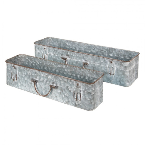 Metalowe postarzane skrzynki na kwiaty Clayre & Eef