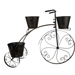 Czarny metalowy stojak na kwiaty rower Clayre & Eef