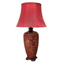 Orientalna czerwona lampa stołowa z abażurem