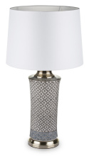 Wysoka lampa stołowa hampton z białym abażurem