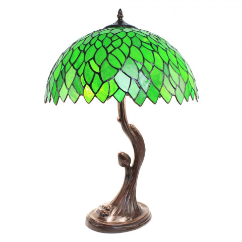 Zielona stołowa lampa witrażowa TIFFANY Clayre & Eef