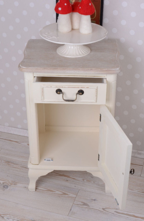 Przecierana szafka nocna prowansalska z szufladą