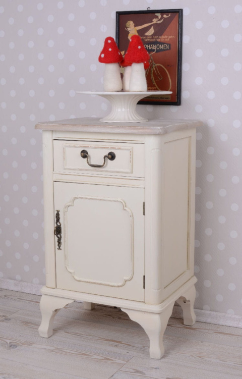 Przecierana szafka nocna prowansalska z szufladą