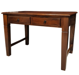 Drewniany brązowy stół z obustronnymi szufladami