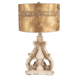 Złota lampa stołowa postarzana Clayre & Eef w stylu vintage
