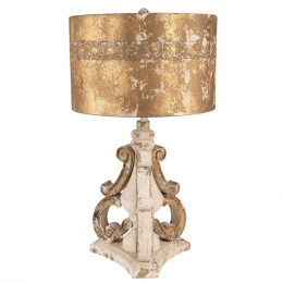 Złota lampa stołowa postarzana Clayre & Eef w stylu vintage