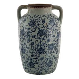 Wazon w granatowe kwiaty ceramiczny Clayre & Eef A