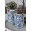 Wazon w niebieskie kwiaty ceramiczny Clayre & Eef A
