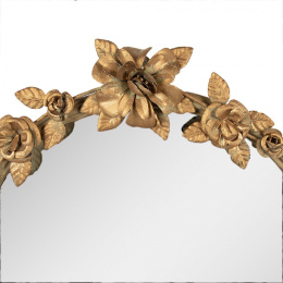 Złote lustro ścienne z motywem kwiatowym Clayre & Eef