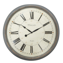 Postarzany okrały zegar ścienny vintage Clayre & Eef