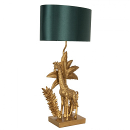 Ekstrawagancka złota lampa stołowa z zielonym abażurem